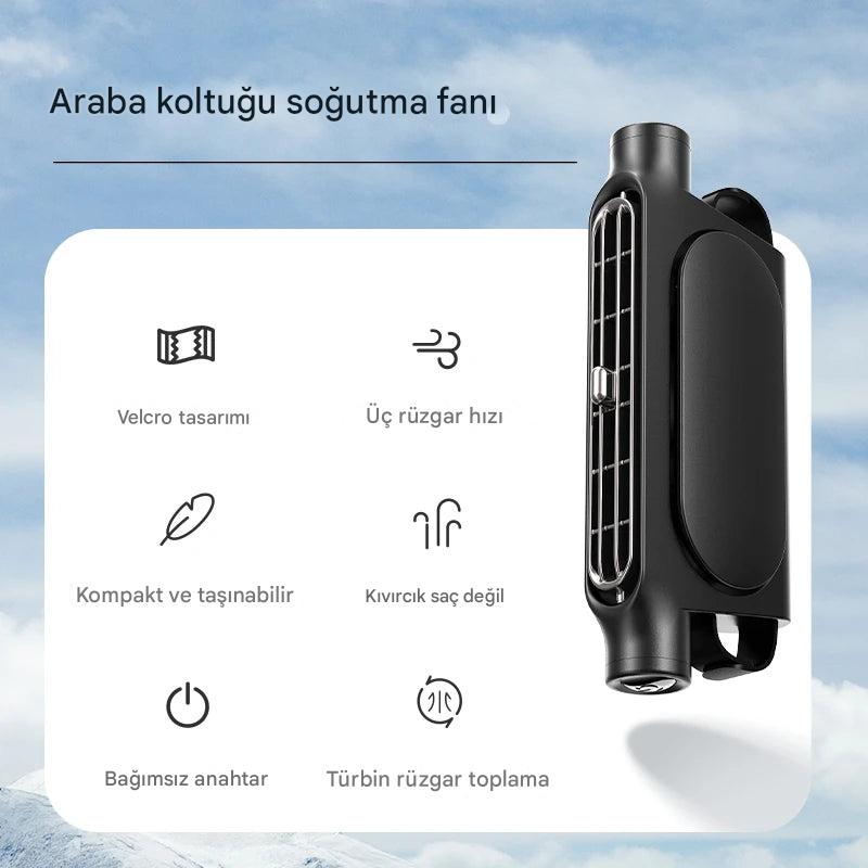 BreeziCar™ Araç Koltuğu Mini Klima Fanı – 3 Kademeli Serinlik, Anında Konfor