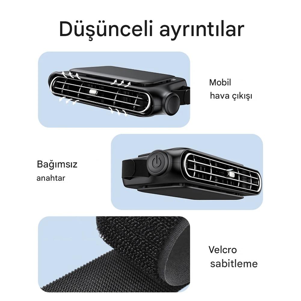 BreeziCar™ Araç Koltuğu Mini Klima Fanı – 3 Kademeli Serinlik, Anında Konfor
